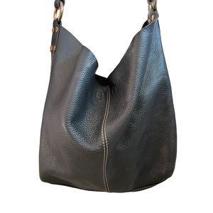 Lucky Brand Large Hobo Boho Black Leather Slouchy Shoulder Bag